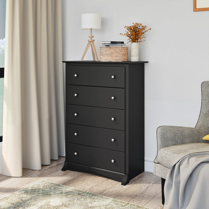 Commode verticale Jade à 5 tiroirs - noire