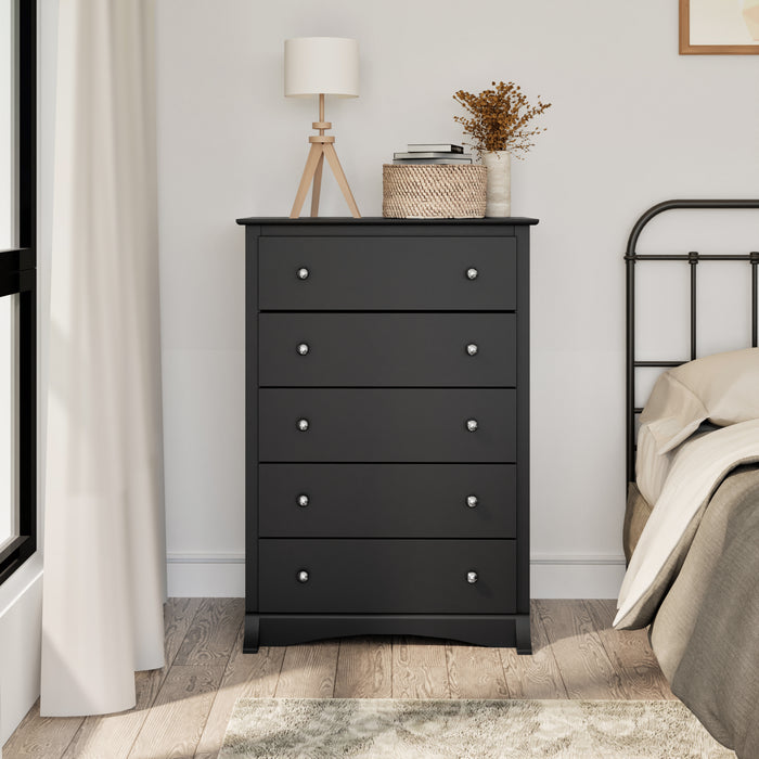 Commode verticale Jade à 5 tiroirs - noire