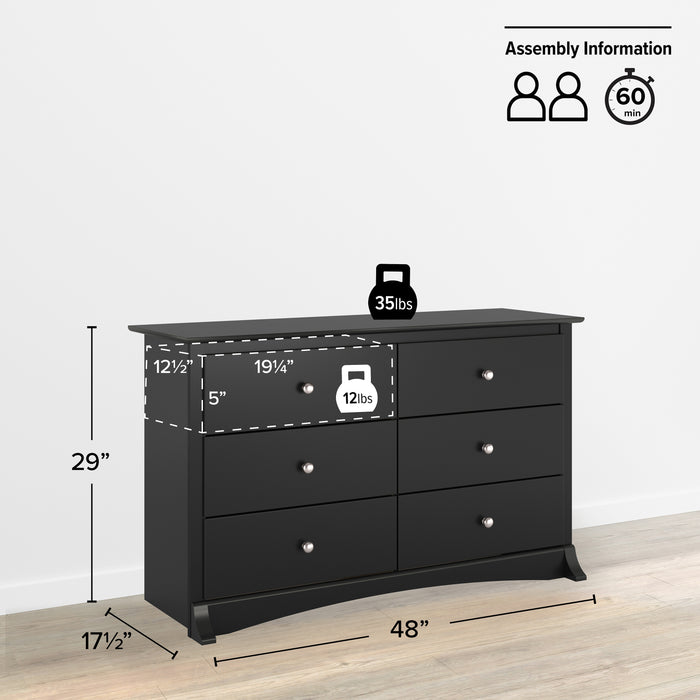 Commode Jade à 6 tiroirs pour enfants - noire