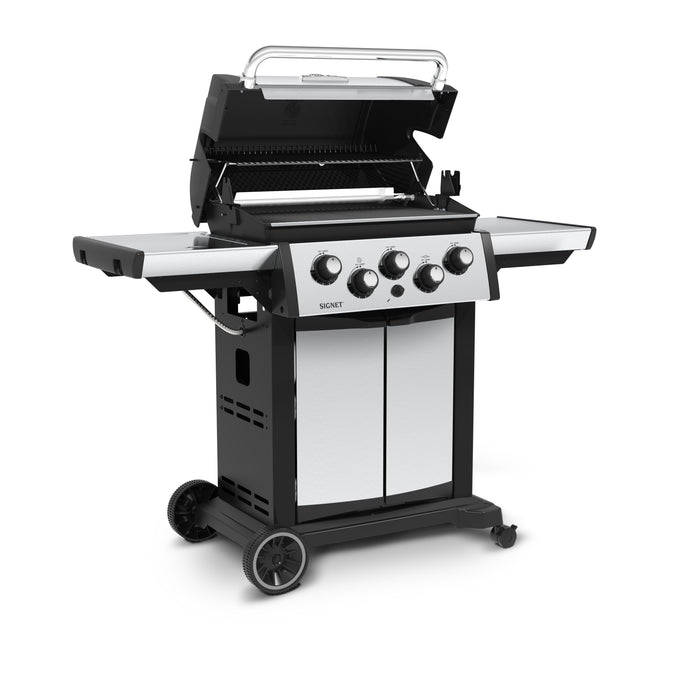 Gril à gaz propane SignetMC 390 en acier inoxydable de Broil King avec brûleur latéral et brûleur arrière de rôtisserie - 946884