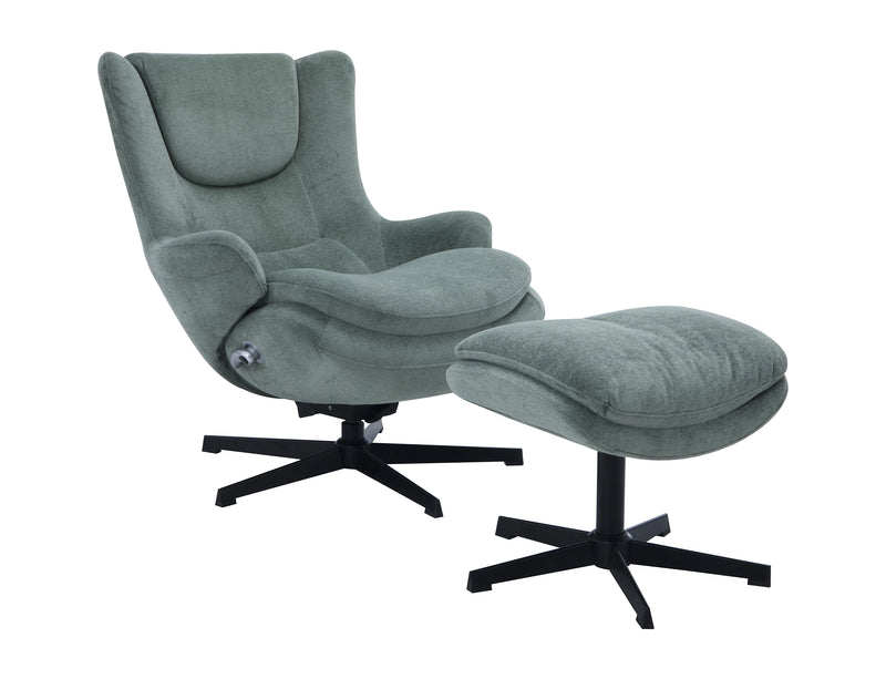 Fauteuil d’appoint inclinable antistress Bliss de 29,1 po en tissu de chenille avec repose-pieds - vert