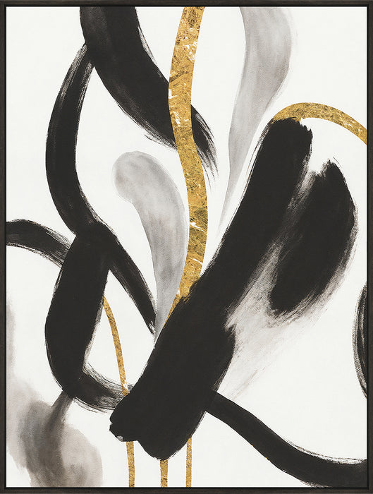 Toile décorative encadrée « Gold Black Abstract » - 31 po x 41 po
