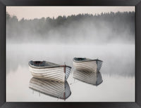  Œuvre d’art encadrée au fini lin « Pair of Boats » - 27 po x 35 po