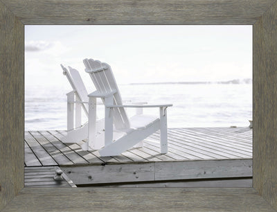 Beach Chairs Framed Matted Glass Art – 26" x 34" | Œuvre d’art en verre mat encadrée « Beach Chairs » - 26 po x 34 po