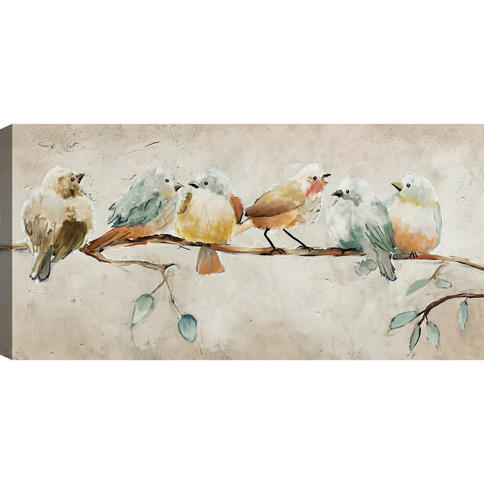Peinture acrylique « Birds » - 30 po x 60 po