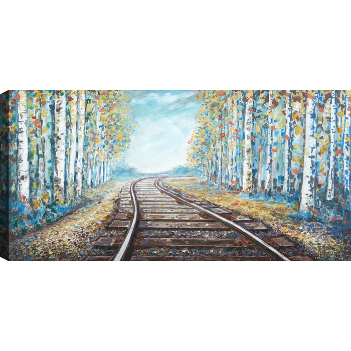 Peinture acrylique « Train Tracks » - 30 po x 60 po