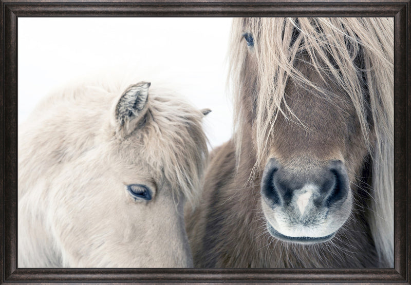 Œuvre d’art en stuc encadrée « Two Horses » - 27,25 po x 39,25 po