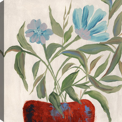 Blue Floral Vase Canvas Wall Art – 21" x 21" | Œuvre d’art murale « Blue Floral Vase » sur toile - 21 po x 21 po
