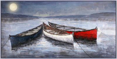 Boats Framed Acrylic Art – 31" x 61" | Œuvre d’art en acrylique encadrée « Boats » - 31 po x 61 po