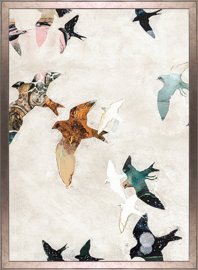 Flying Birds Framed Linen Finish Art - 22" x 30" | Œuvre d’art encadrée au fini lin « Flying Birds » - 22 po x 30 po