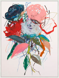 Œuvre d’art encadrée « Floral Abstract » sur toile - 31 po x 41 po