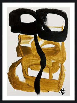 Œuvre d’art encadrée et surélevée sous verre « Black Dominates No. 13 » avec passe-partout - 26 po x 34 po