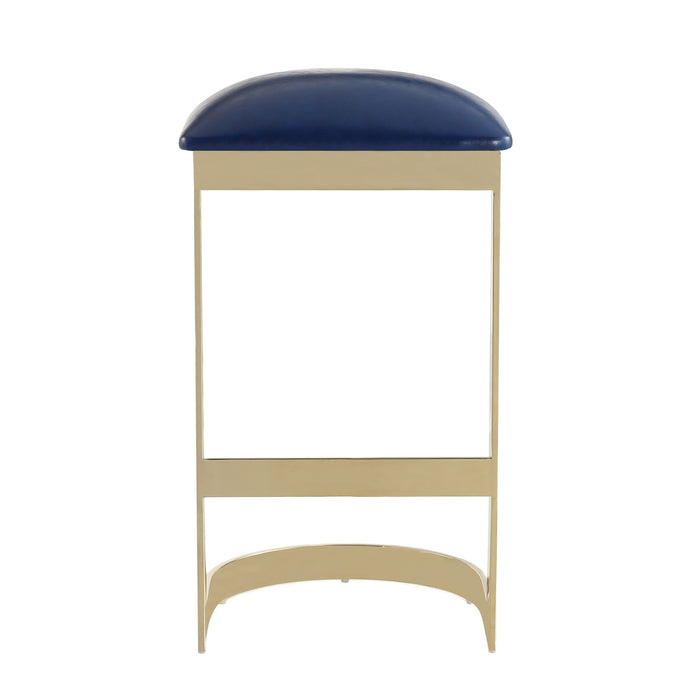 Tabouret bar Aura de Manhattan Comfort de 28,54 po en laiton poli et en acier inoxydable - bleu