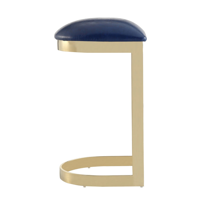 Tabouret bar Aura de Manhattan Comfort de 28,54 po en laiton poli et en acier inoxydable - bleu