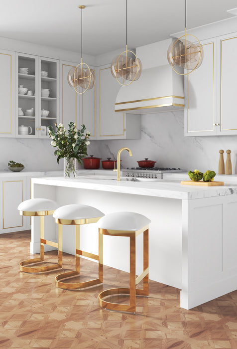 Tabouret bar Aura de Manhattan Comfort de 28,54 po en laiton poli et en acier inoxydable - blanc