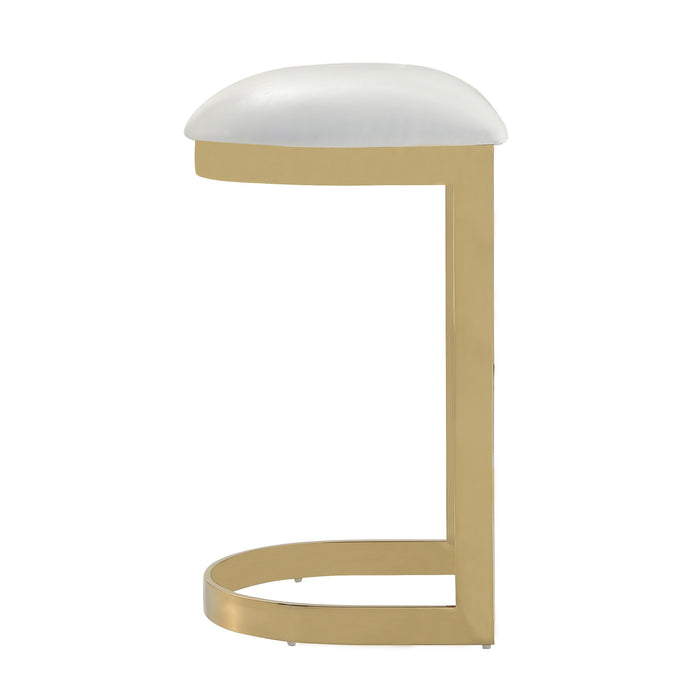 Tabouret bar Aura de Manhattan Comfort de 28,54 po en laiton poli et en acier inoxydable - blanc