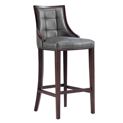 Manhattan Comfort Fifth Avenue Faux Leather Barstool - Pebble Grey|Tabouret bar Fifth Avenue de Manhattan Comfort en similicuir - gris galet