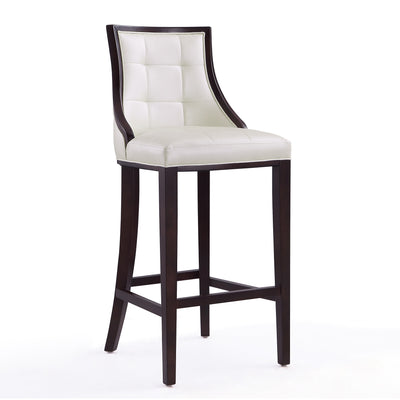 Manhattan Comfort Fifth Avenue 45" Beech Wood Barstool - Pearl White & Walnut|Tabouret bar Fifth Avenue de Manhattan Comfort de 45 po en hêtre - blanc perle et noyer