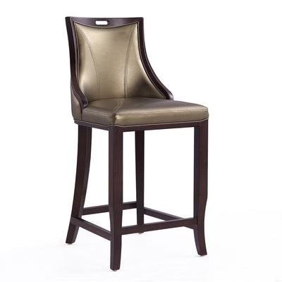 Manhattan Comfort Emperor 41" Beech Wood Barstool - Bronze & Walnut|Tabouret bar Emperor de Manhattan Comfort de 41 po en hêtre - bronze et noyer