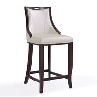 Tabouret bar Emperor de Manhattan Comfort de 41 po en hêtre - blanc perle et noyer