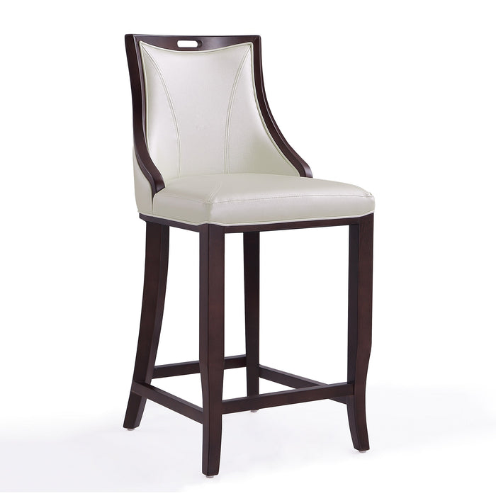 Tabouret bar Emperor de Manhattan Comfort de 41 po en hêtre - blanc perle et noyer