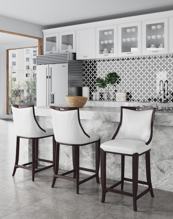 Tabouret bar Emperor de Manhattan Comfort de 41 po en hêtre - blanc perle et noyer