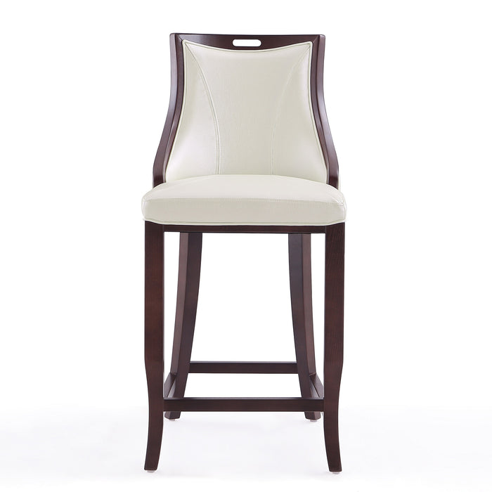 Tabouret bar Emperor de Manhattan Comfort de 41 po en hêtre - blanc perle et noyer