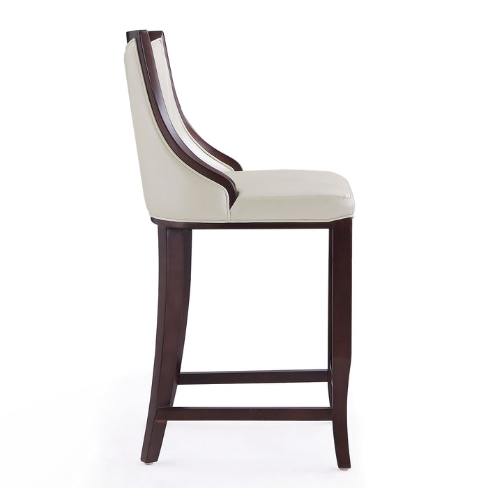 Tabouret bar Emperor de Manhattan Comfort de 41 po en hêtre - blanc perle et noyer