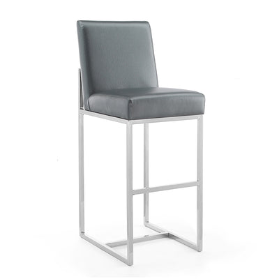 Manhattan Comfort Element 42.13" Polished Chrome Stainless Steel Barstool - Graphite|Tabouret bar Element de Manhattan Comfort de 42,13 po en chrome poli et en acier inoxydable - graphite
