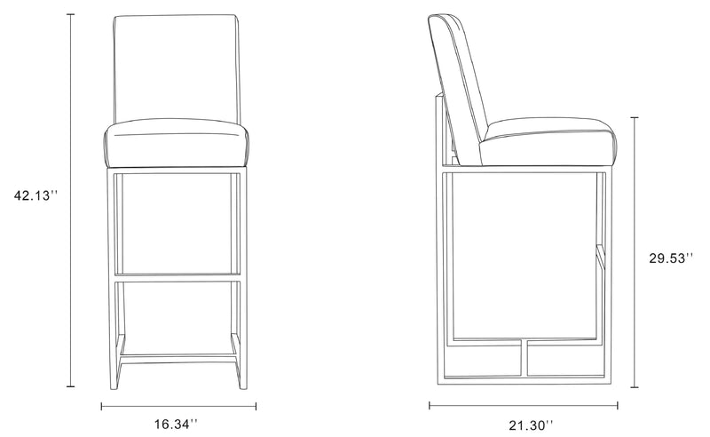 Tabouret bar Element de Manhattan Comfort de 42,13 po en chrome poli et en acier inoxydable - graphite