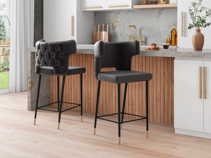 Tabouret bar Holguin de Manhattan Comfort de 41,34 po en bois - gris, noir et doré