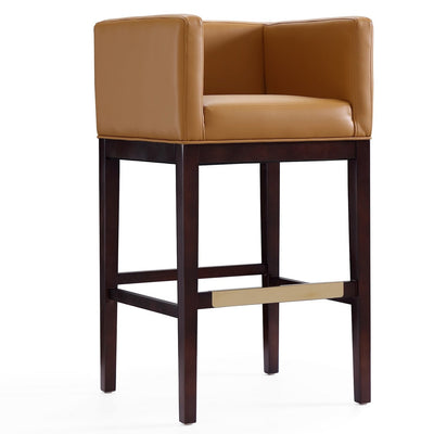 Manhattan Comfort Kingsley 38" Beech Wood Barstool - Camel & Dark Walnut|Tabouret bar Kingsley de Manhattan Comfort de 38 po en hêtre - chameau et noyer foncé