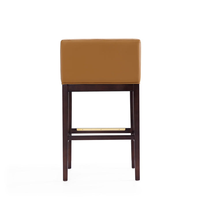 Tabouret bar Kingsley de Manhattan Comfort de 38 po en hêtre - chameau et noyer foncé