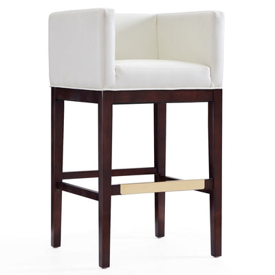 Manhattan Comfort Kingsley 38" Beech Wood Barstool - Ivory & Dark Walnut|Tabouret bar Kingsley de Manhattan Comfort de 38 po en hêtre - ivoire et noyer foncé