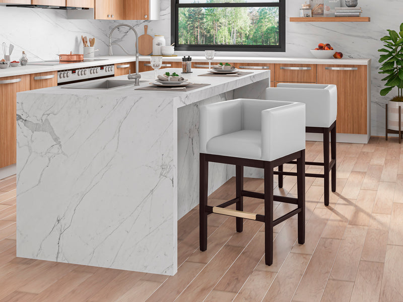 Tabouret bar Kingsley de Manhattan Comfort de 38 po en hêtre - ivoire et noyer foncé
