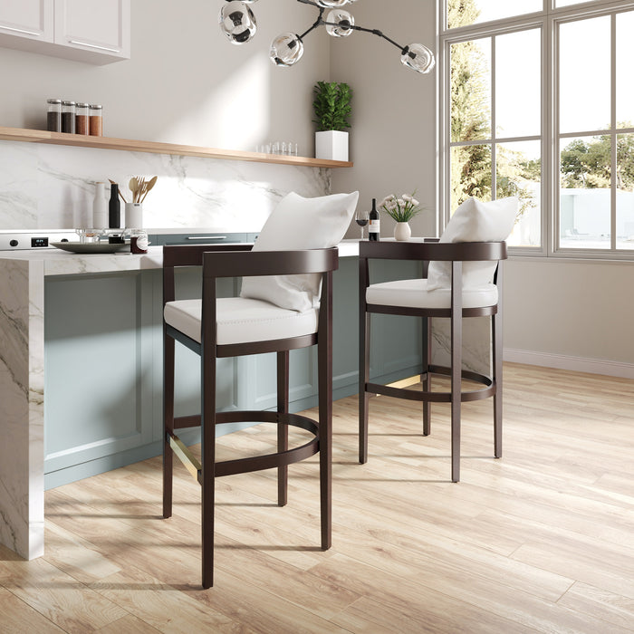 Tabouret bar Ritz de Manhattan Comfort de 38 po en hêtre - ivoire et noyer foncé