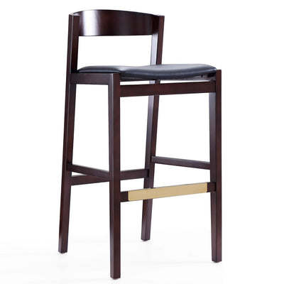 Manhattan Comfort Klismos 40.75" Beech Wood Barstool - Black & Dark Walnut|Tabouret bar Klismos de Manhattan Comfort de 40,75 po en hêtre - noir et noyer foncé