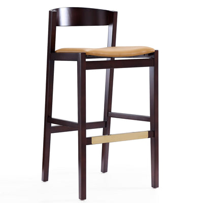 Manhattan Comfort Klismos 40.75" Beech Wood Barstool - Camel & Dark Walnut|Tabouret bar Klismos de Manhattan Comfort de 40,75 po en hêtre - chameau et noyer foncé