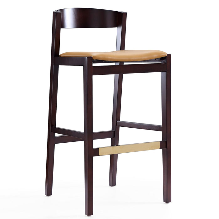 Tabouret bar Klismos de Manhattan Comfort de 40,75 po en hêtre - chameau et noyer foncé