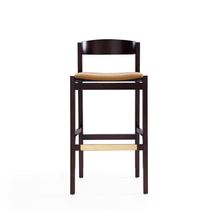 Tabouret bar Klismos de Manhattan Comfort de 40,75 po en hêtre - chameau et noyer foncé