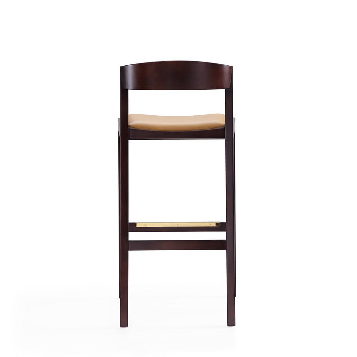 Tabouret bar Klismos de Manhattan Comfort de 40,75 po en hêtre - chameau et noyer foncé