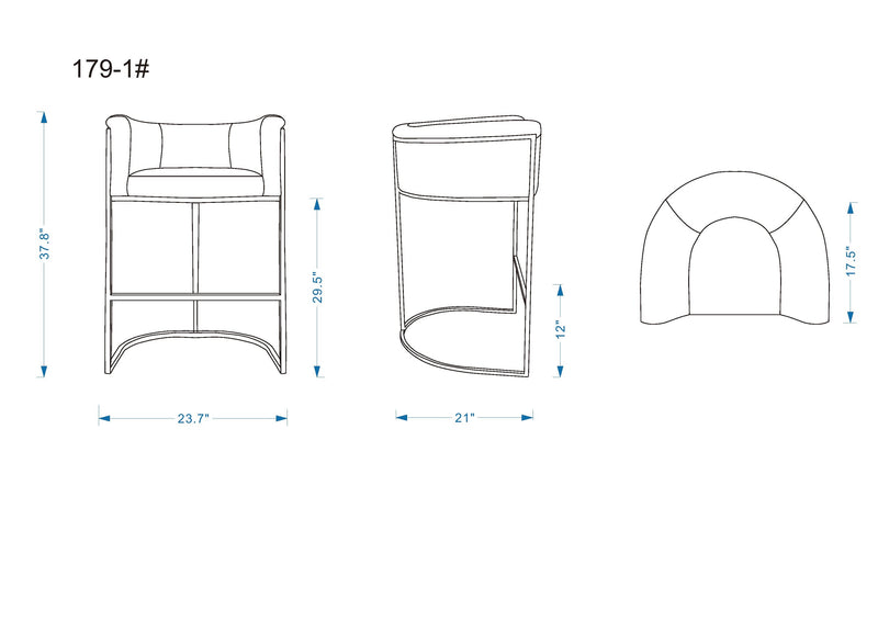 Tabouret bar Cosmopolitan de Manhattan Comfort de 37,8 po en métal - gris et noir