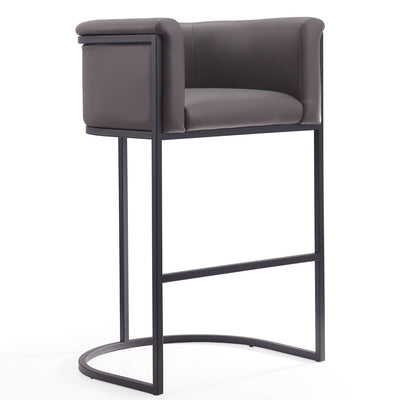 Manhattan Comfort Cosmopolitan 37.8" Metal Barstool - Pebble & Black|Tabouret bar Cosmopolitan de Manhattan Comfort de 37,8 po en métal - galet et noir