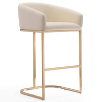 Tabouret bar Louvre de Manhattan Comfort de 40 po en acier inoxydable - crème et doré titane