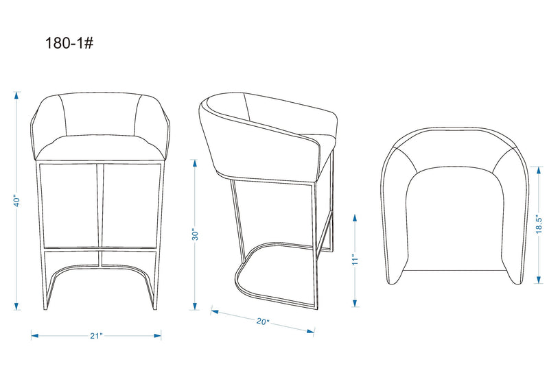 Tabouret bar Louvre de Manhattan Comfort de 40 po en acier inoxydable - crème et doré titane
