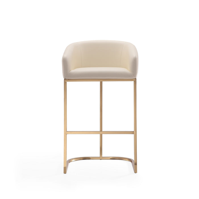 Tabouret bar Louvre de Manhattan Comfort de 40 po en acier inoxydable - crème et doré titane