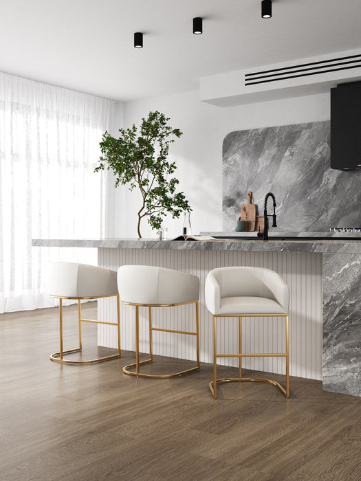 Tabouret bar Louvre de Manhattan Comfort de 40 po en acier inoxydable - crème et doré titane