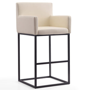 Tabouret bar Ambassador de Manhattan Comfort de 42 po en métal - crème et noir
