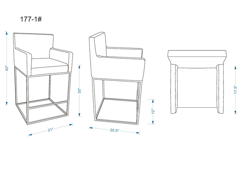 Tabouret bar Ambassador de Manhattan Comfort de 42 po en métal - gris et noir