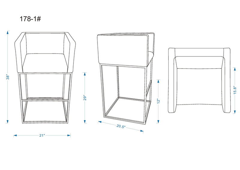 Tabouret bar Embassy de Manhattan Comfort de 38 po en métal - gris et noir